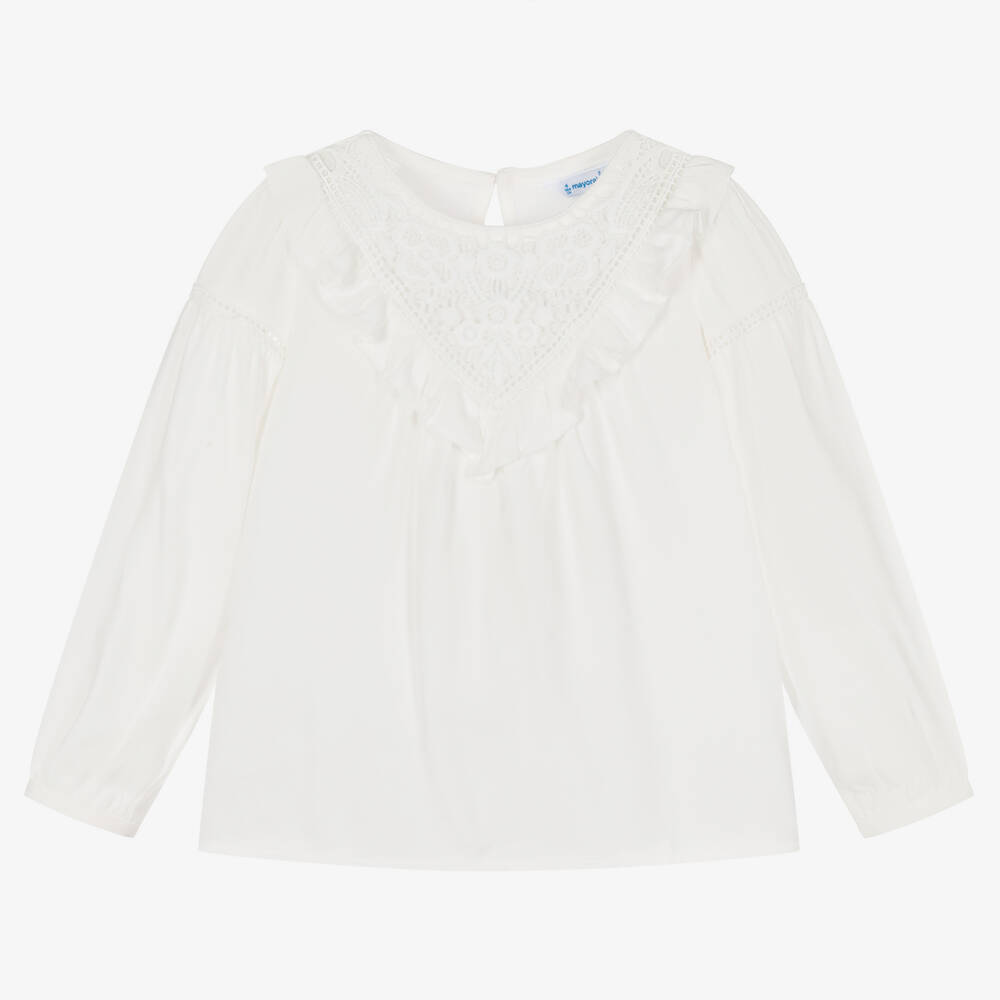 Mayoral - Girls Ivory Viscose Blouse | Childrensalon