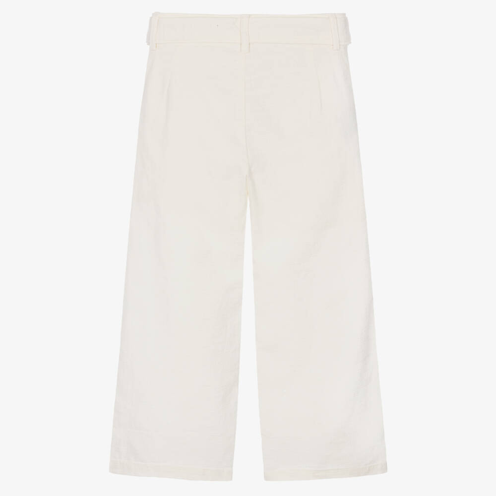 Mayoral-Girls Ivory Wide-Legged Slacks | Childrensalon Outlet
