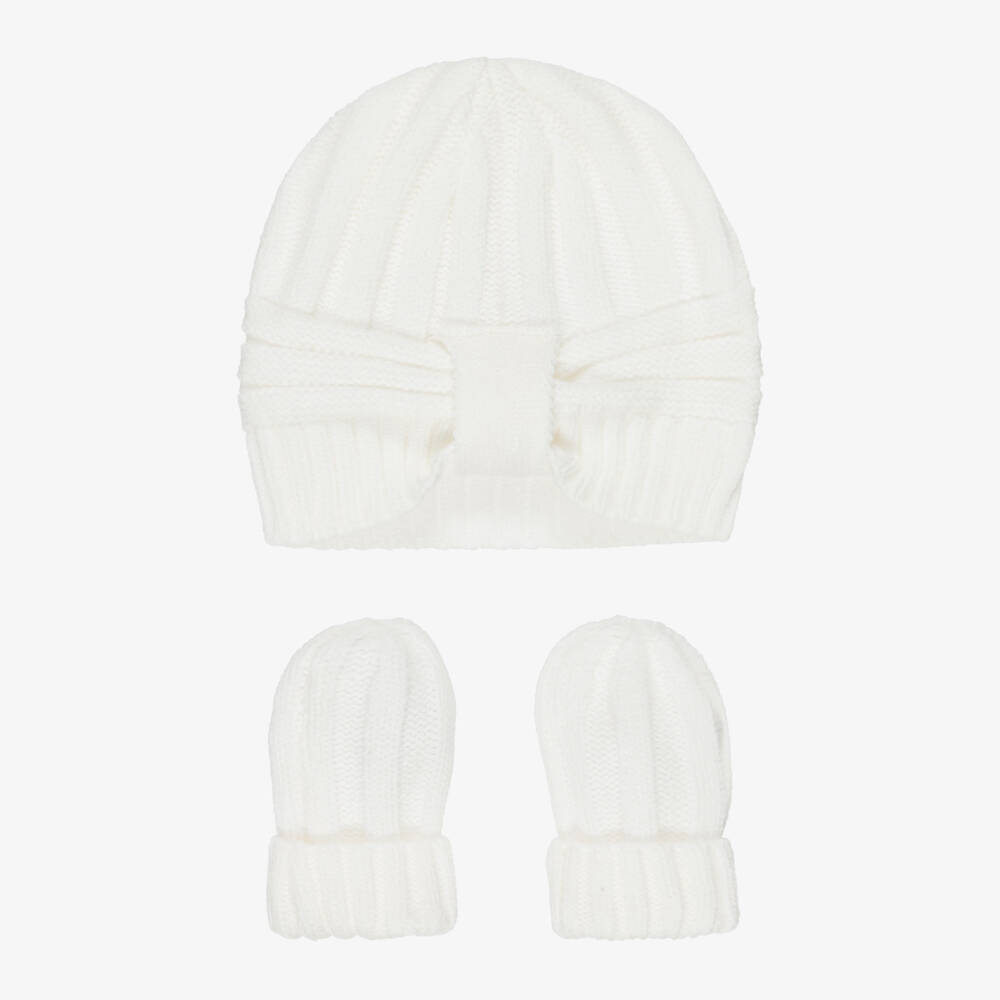 Mayoral Для новорожденных-Girls Ivory Winter Hat & Mittens | Childrensalon Outlet