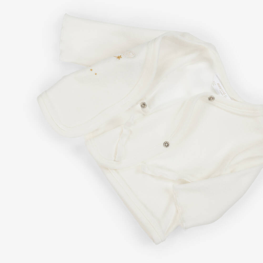 Mayoral Newborn-Girls Ivory & Yellow Velour 2 Piece Babygrow Set | Childrensalon Outlet