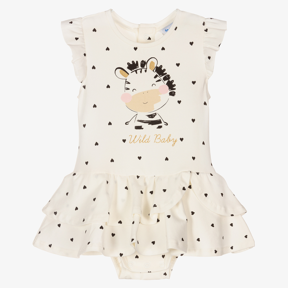 Mayoral - Elfenbeinfarbenes Zebra-Kleid (M) | Childrensalon