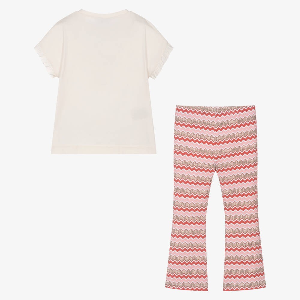 Mayoral-Girls Ivory Zigzag Cotton Ensemble | Childrensalon Outlet