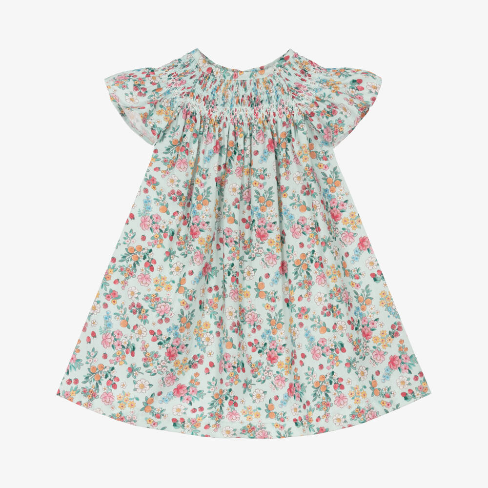 Mayoral Newborn-فستان قطني أخضر زمردي مزين بالزهور للبنات | Childrensalon Outlet