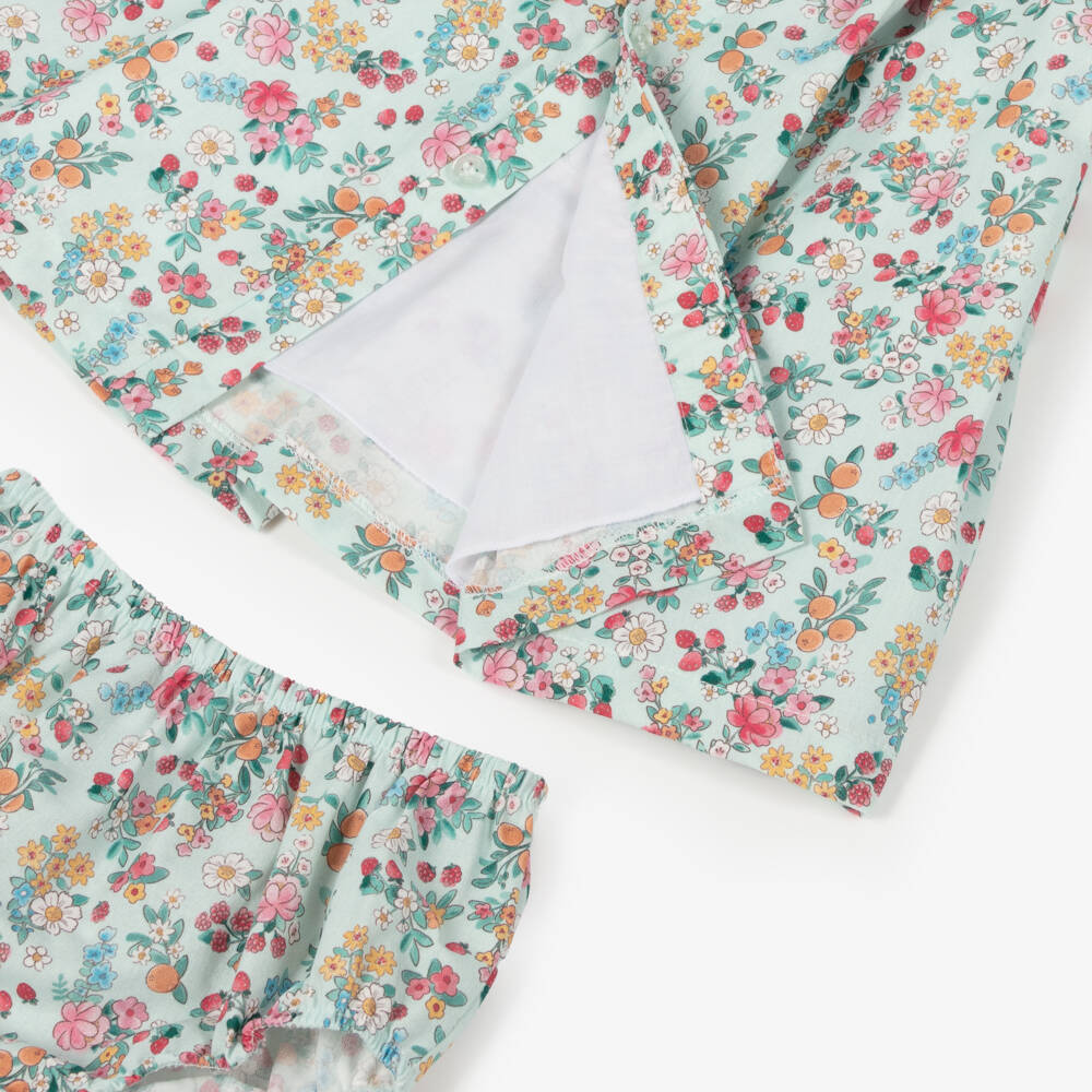 Mayoral Для новорожденных-Платье из хлопка с цветочным узором для девочек в нефритово-зеленом цвете | Childrensalon Outlet