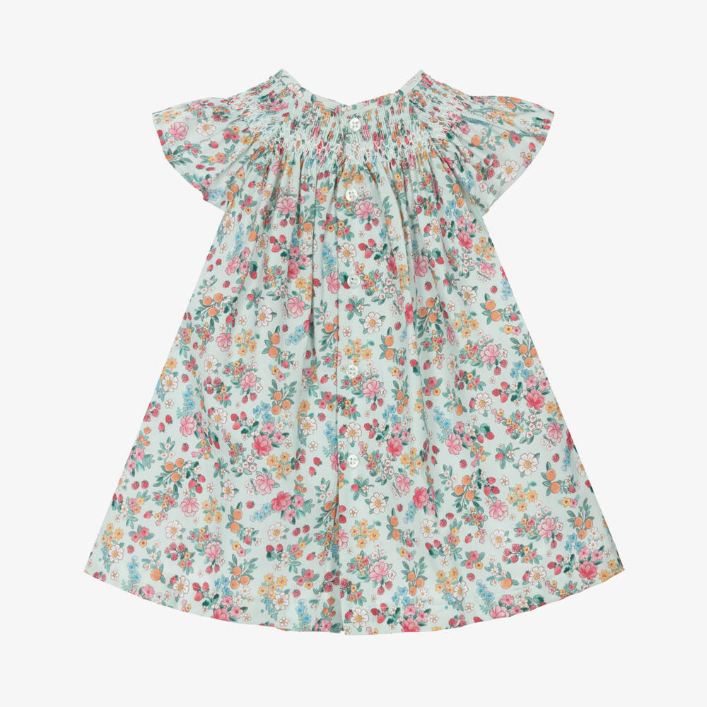 Mayoral Для новорожденных-Платье из хлопка с цветочным узором для девочек в нефритово-зеленом цвете | Childrensalon Outlet