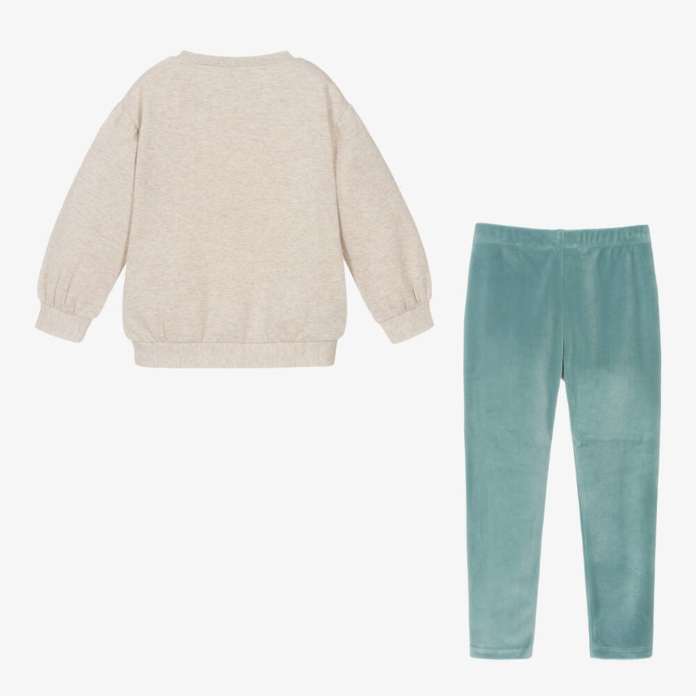 Mayoral-Girls Jade Velour Leggings Ensemble | Childrensalon Outlet