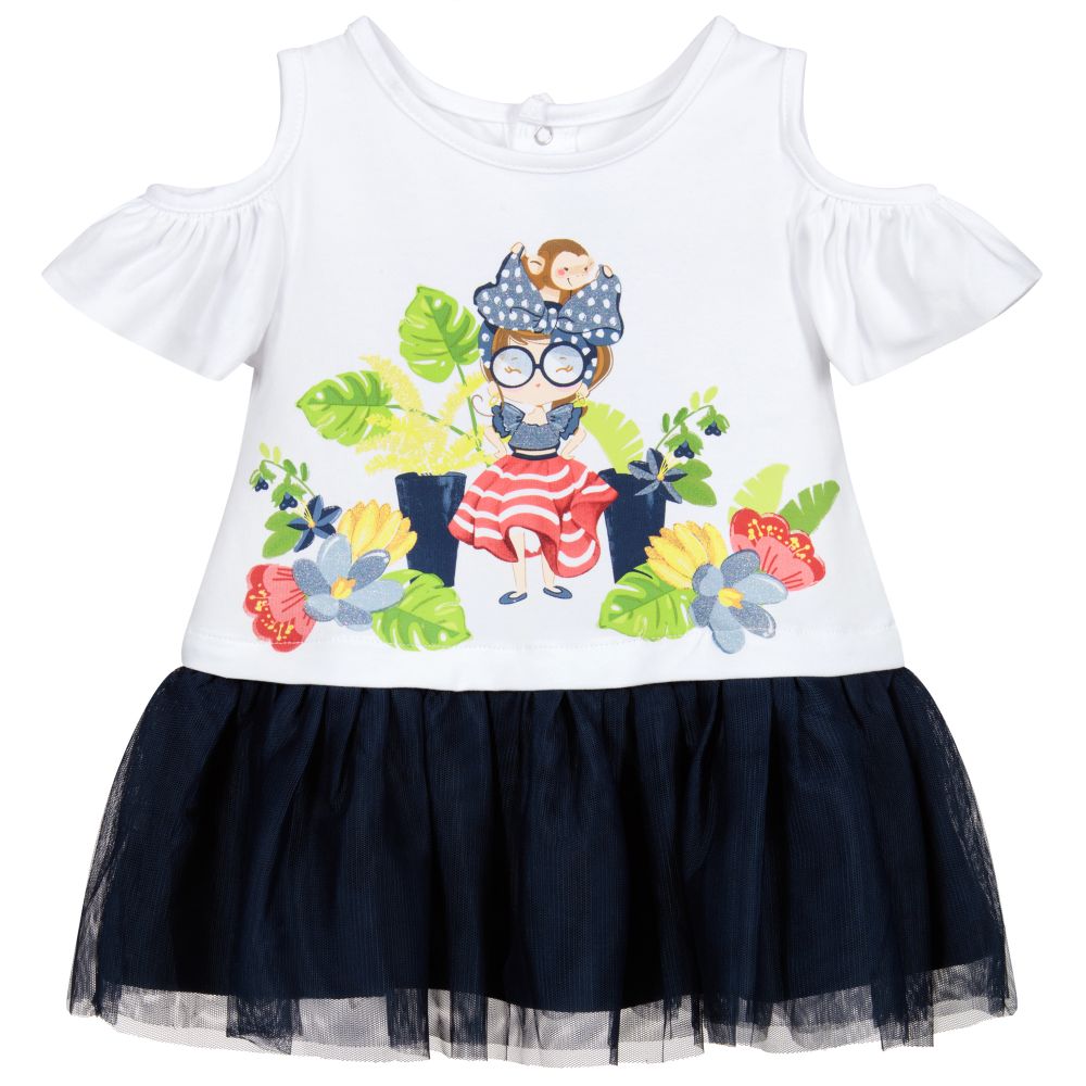 Mayoral - Girls Jersey & Tulle Dress | Childrensalon