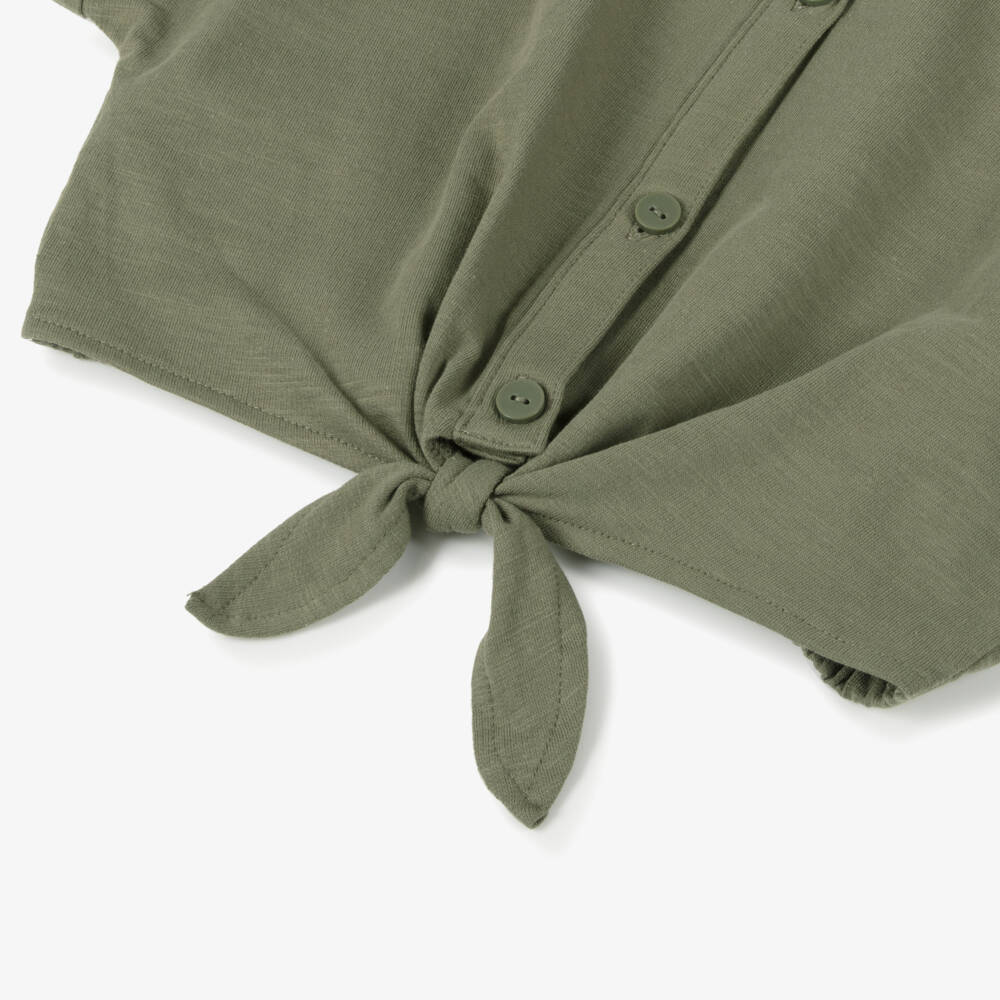 Mayoral-Girls Khaki Cotton Ensemble | Childrensalon Outlet