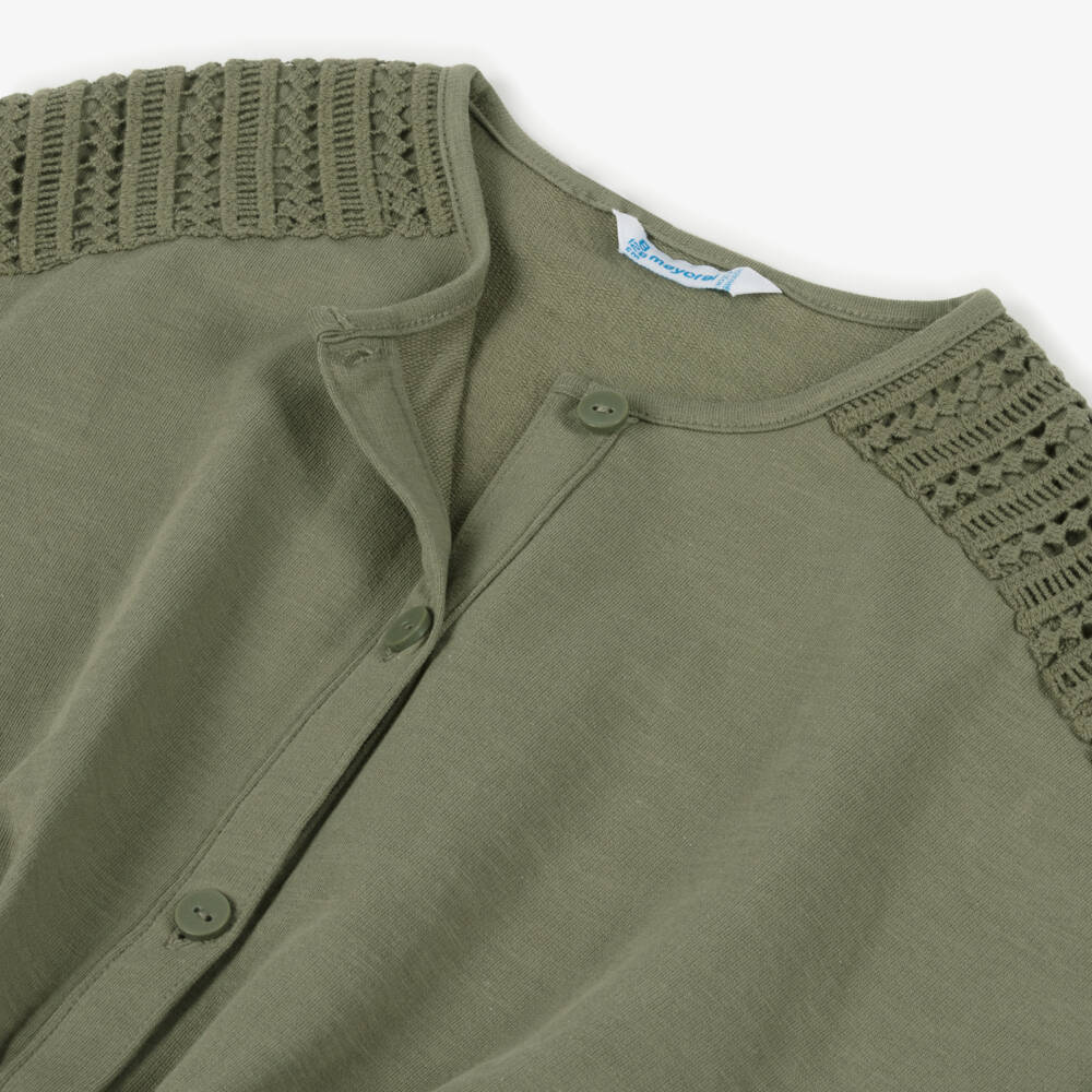 Mayoral-Girls Khaki Cotton Ensemble | Childrensalon Outlet