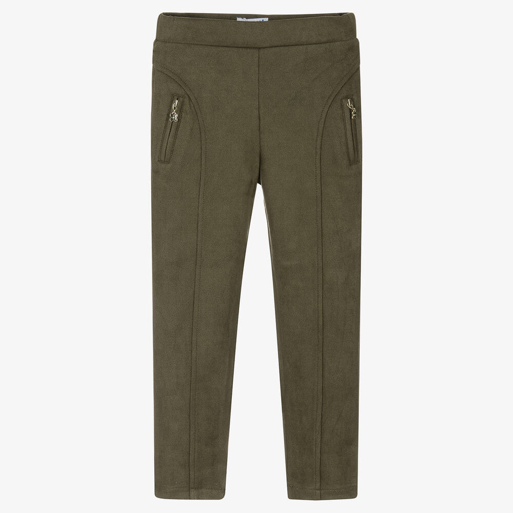 Mayoral - Girls Khaki Green Sparkle Trousers | Childrensalon