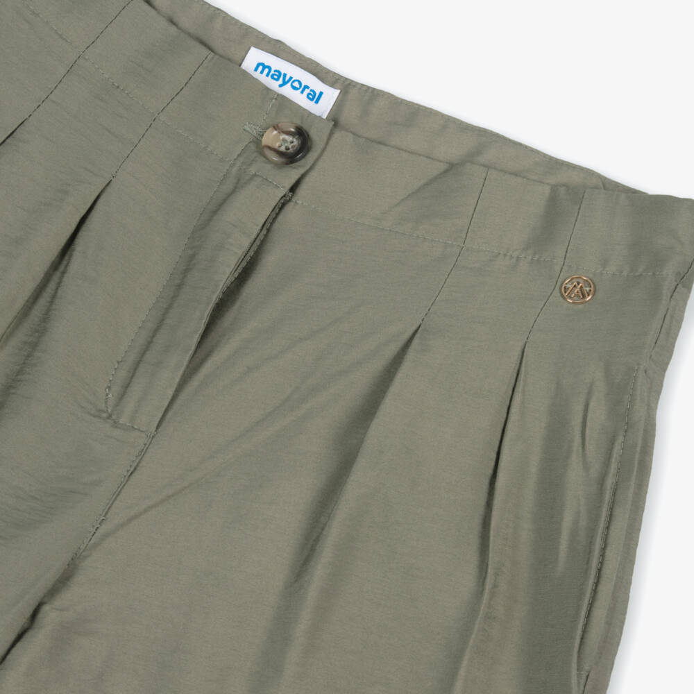 Mayoral-Girls Khaki Wide-Leg Utility Pants | Childrensalon Outlet