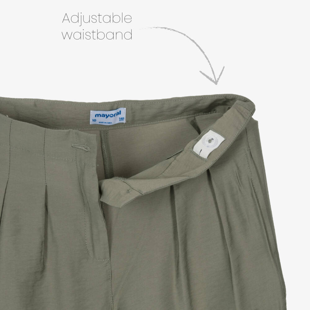 Mayoral-Girls Khaki Wide-Leg Utility Pants | Childrensalon Outlet