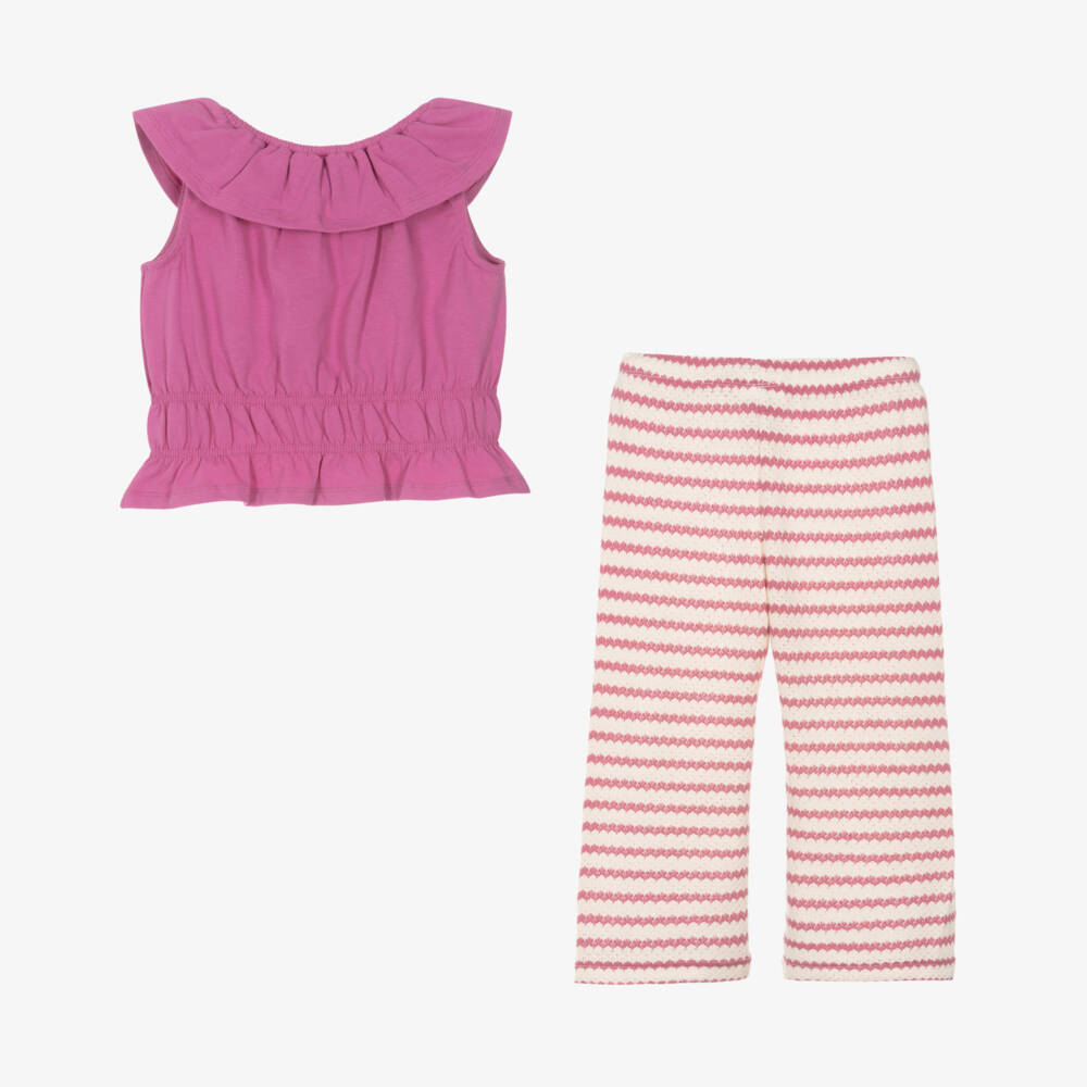 Mayoral-Girls Lavender Wavy Knit Ensemble | Childrensalon Outlet