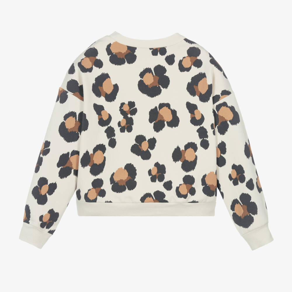 Mayoral-Girls Leopard Pattern Beige Sweatshirt | Childrensalon Outlet