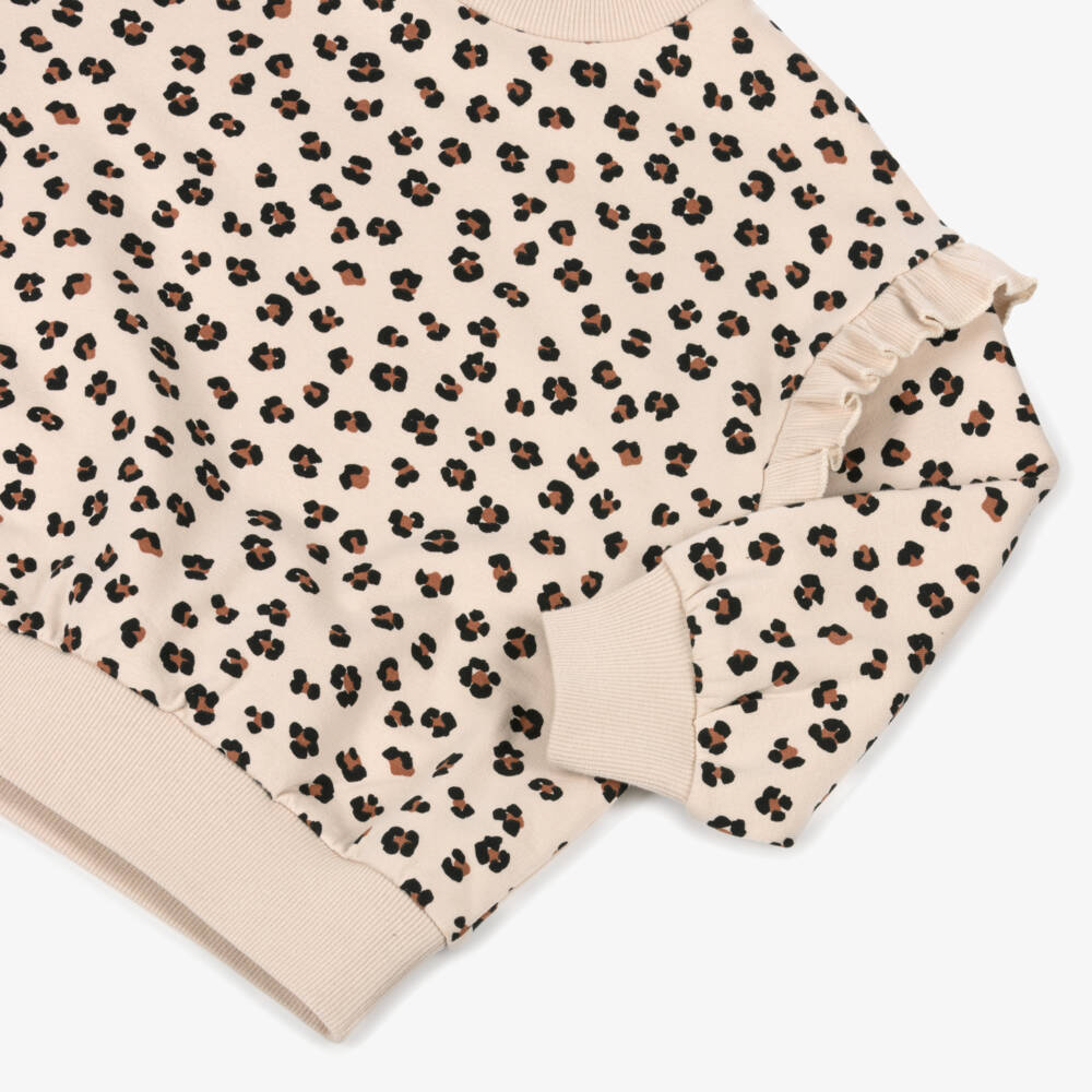 Mayoral-Girls Leopard Print Beige Sweatshirt | Childrensalon Outlet