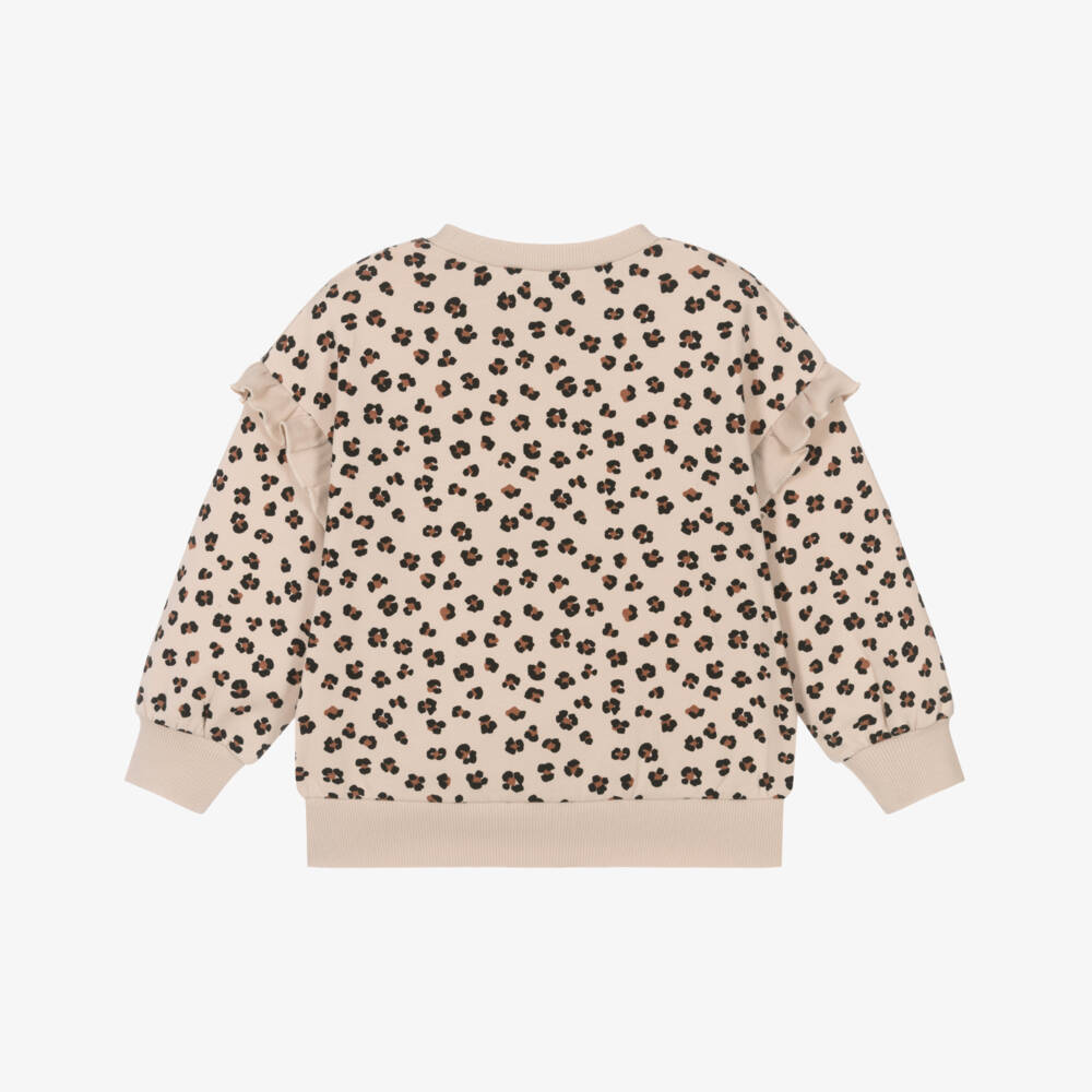 Mayoral-Girls Leopard Print Beige Sweatshirt | Childrensalon Outlet