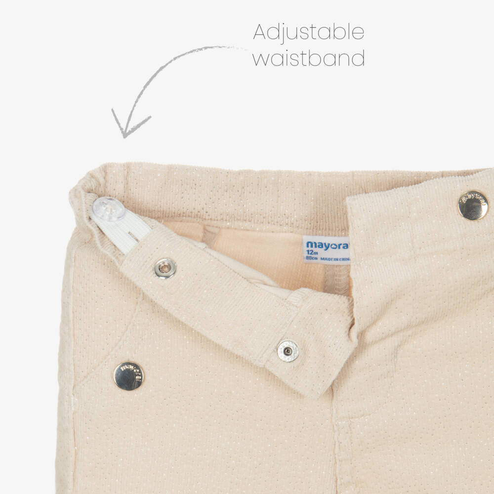 Mayoral-بنطلون نيدلكورد لون بيج براق للبنات | Childrensalon Outlet