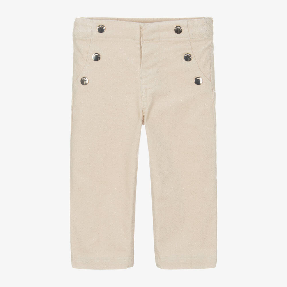 Mayoral-Girls Light Beige Sparkle Trousers | Childrensalon Outlet