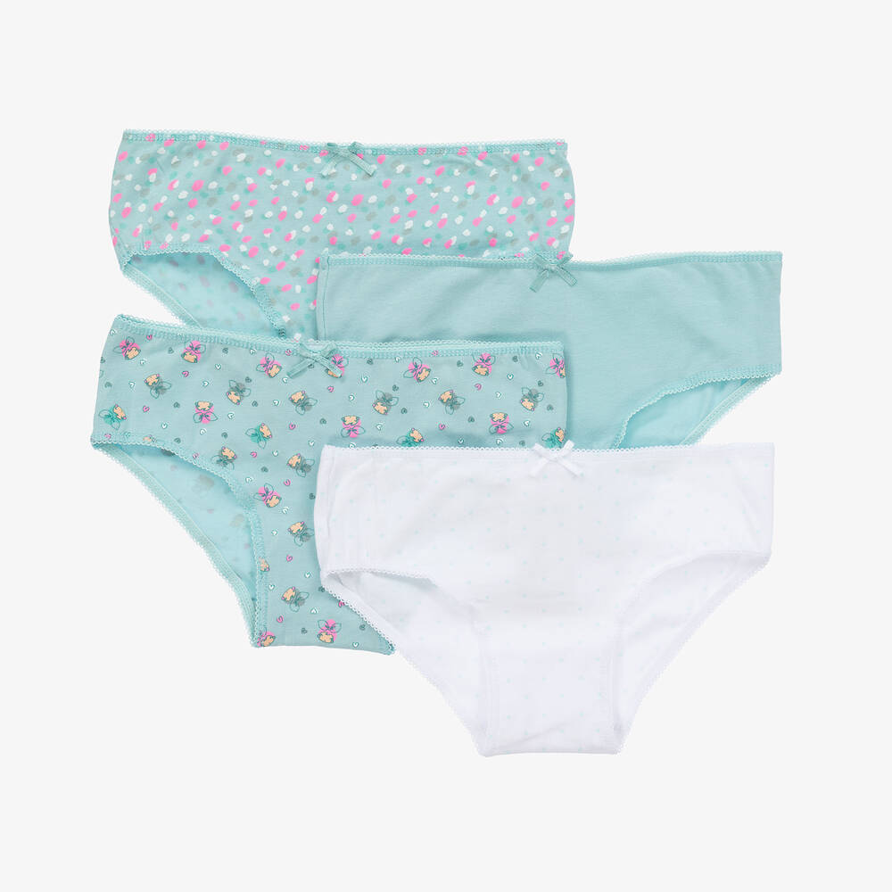 Mayoral-Girls Light Blue Cotton Knickers (4 Pack) | Childrensalon Outlet