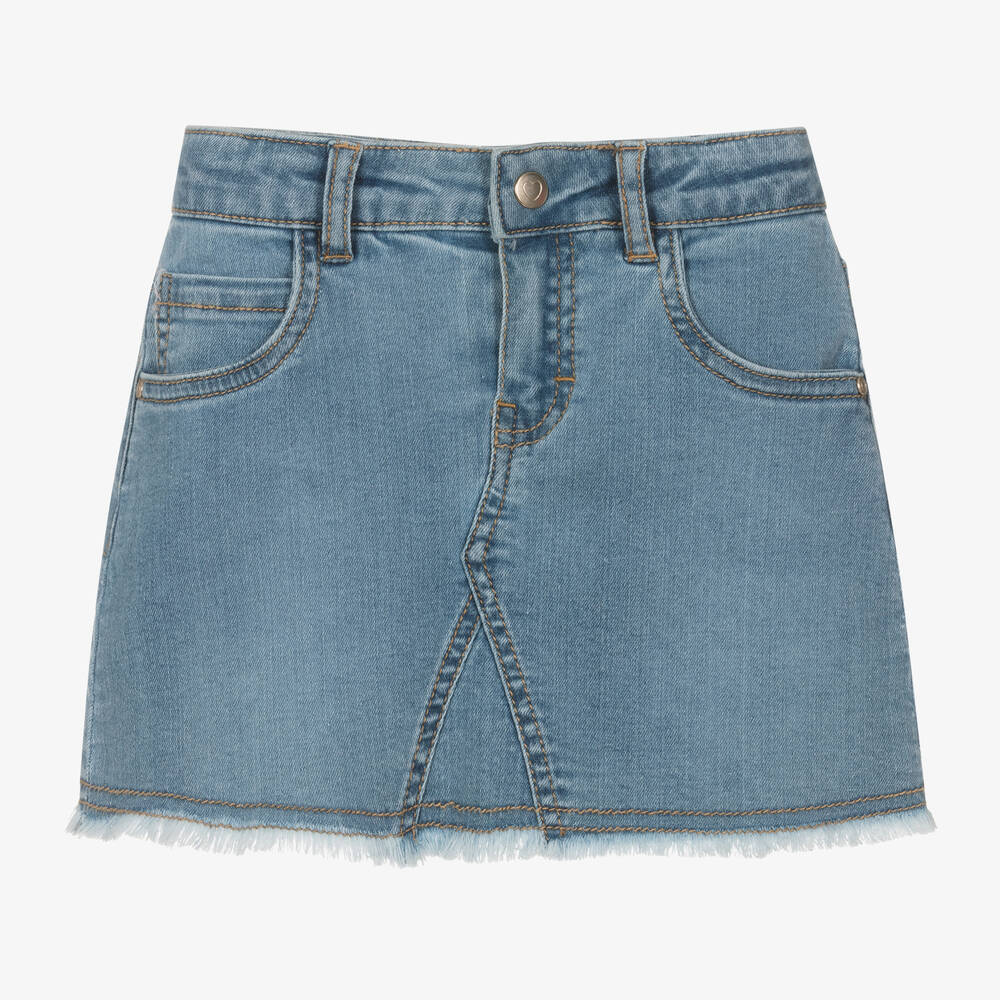 Mayoral-Girls Light Blue Denim Belted Skirt | Childrensalon Outlet