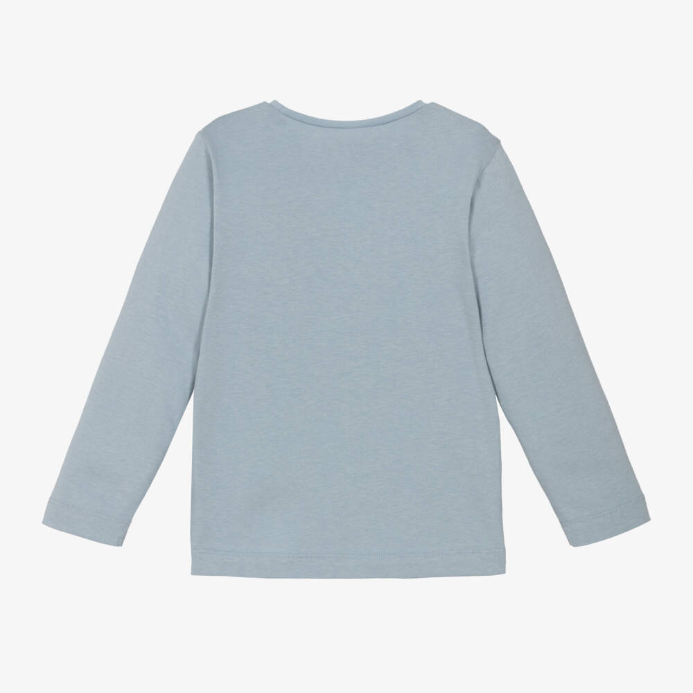 Mayoral-Girls Light Blue Shoe Print Top | Childrensalon Outlet