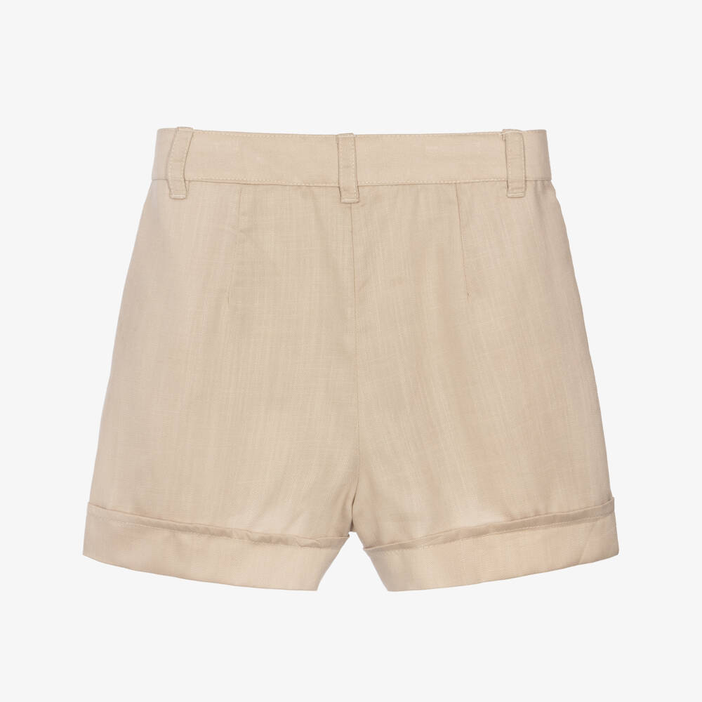 Mayoral-Girls Light Brown Tailored Shorts | Childrensalon Outlet