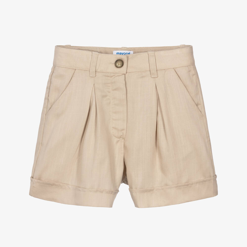Mayoral-Girls Light Brown Tailored Shorts | Childrensalon Outlet