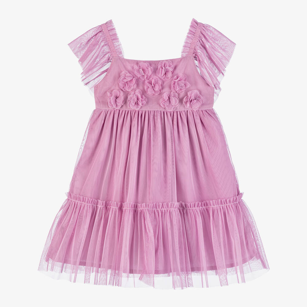 Mayoral-Girls Lilac Pink Tulle Dress | Childrensalon Outlet
