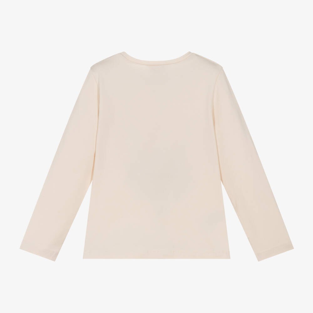 Mayoral-Girls Long Sleeve Ivory Sequin Top | Childrensalon Outlet