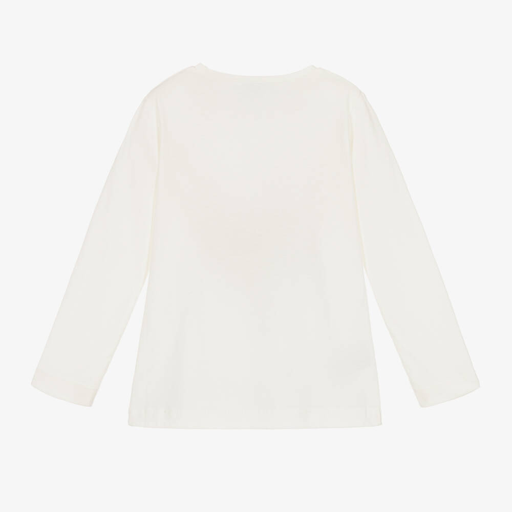 Mayoral-Girls Long Sleeve Ivory Tee | Childrensalon Outlet
