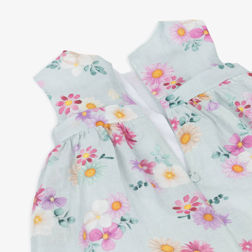 Mayoral Newborn-Girls Lush Green Linen Floral Dress | Childrensalon Outlet