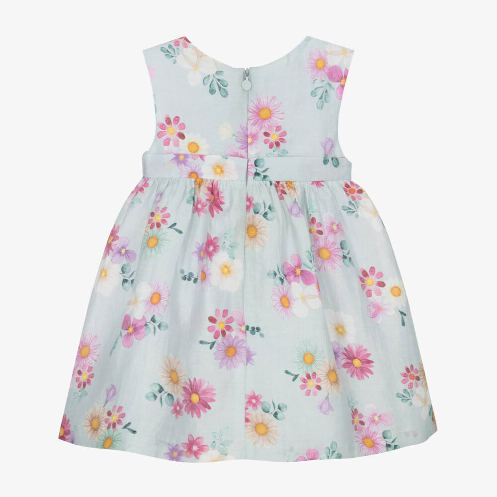 Mayoral Newborn-Girls Lush Green Linen Floral Dress | Childrensalon Outlet