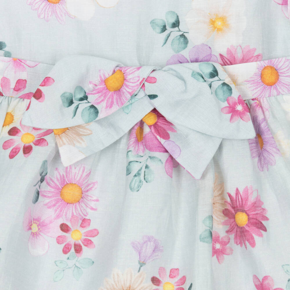 Mayoral Newborn-Girls Lush Green Linen Floral Dress | Childrensalon Outlet