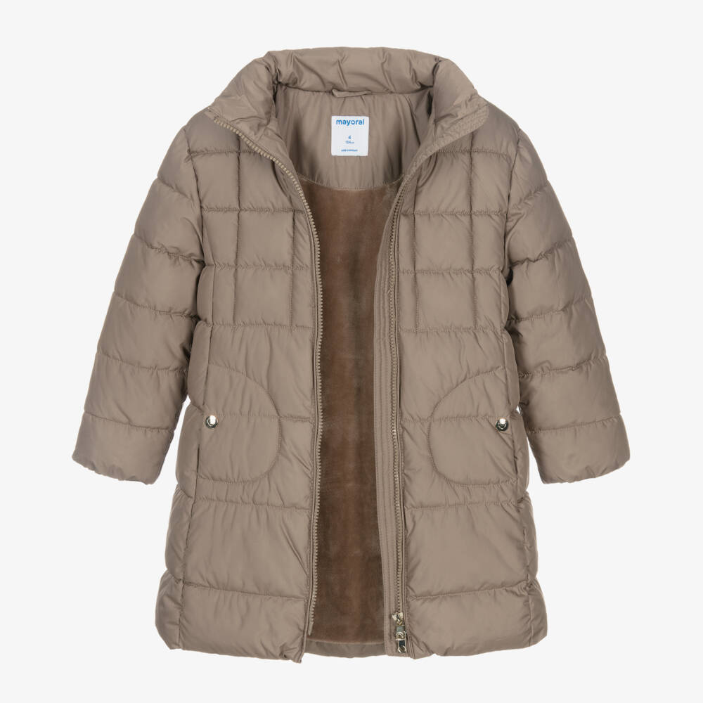 Mayoral-Girls Luxe Beige Quilted Jacket | Childrensalon Outlet