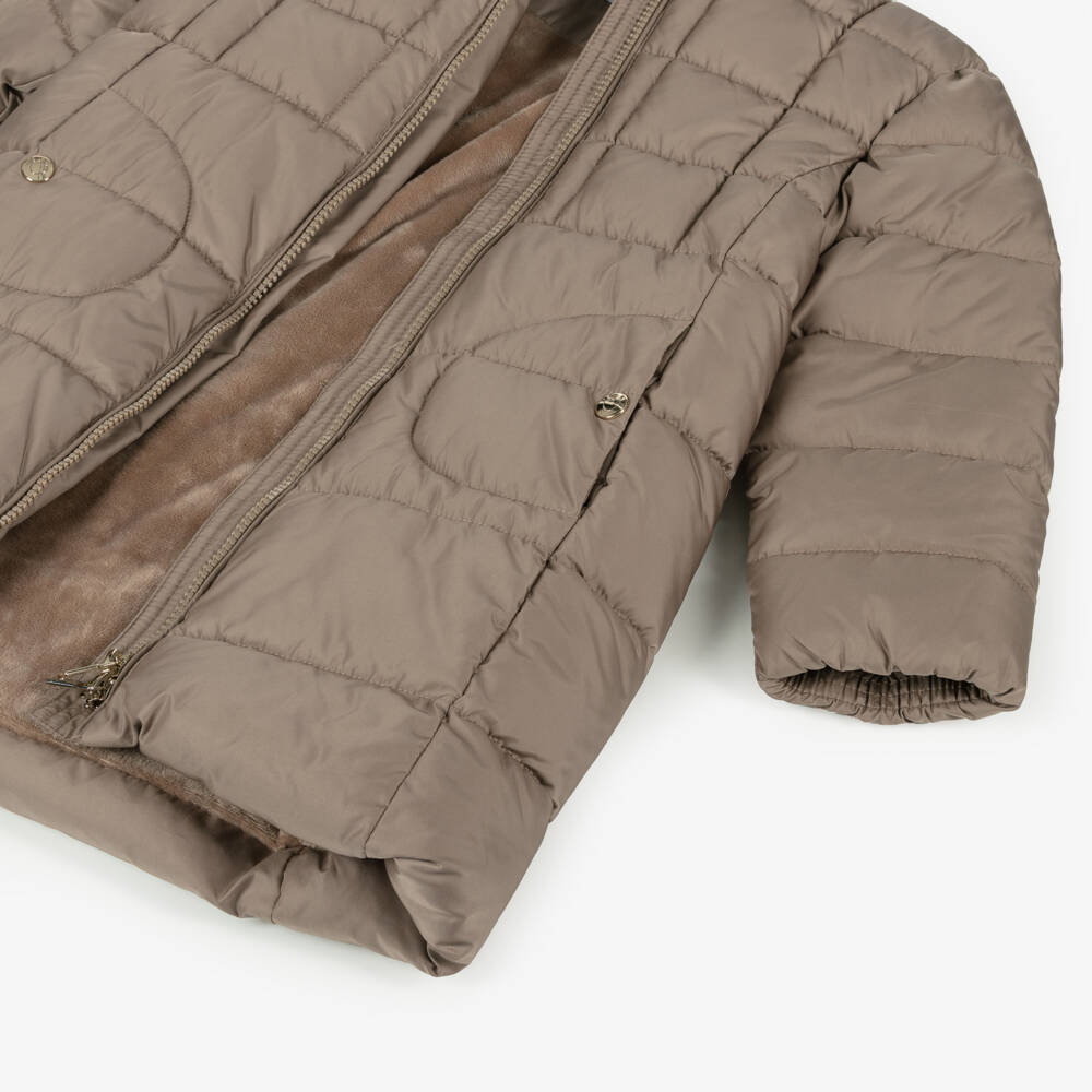 Mayoral-Girls Luxe Beige Quilted Jacket | Childrensalon Outlet