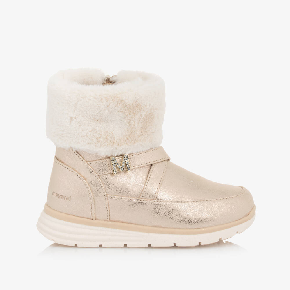 Mayoral-Girls Metallic Faux Fur Winter Boots | Childrensalon Outlet