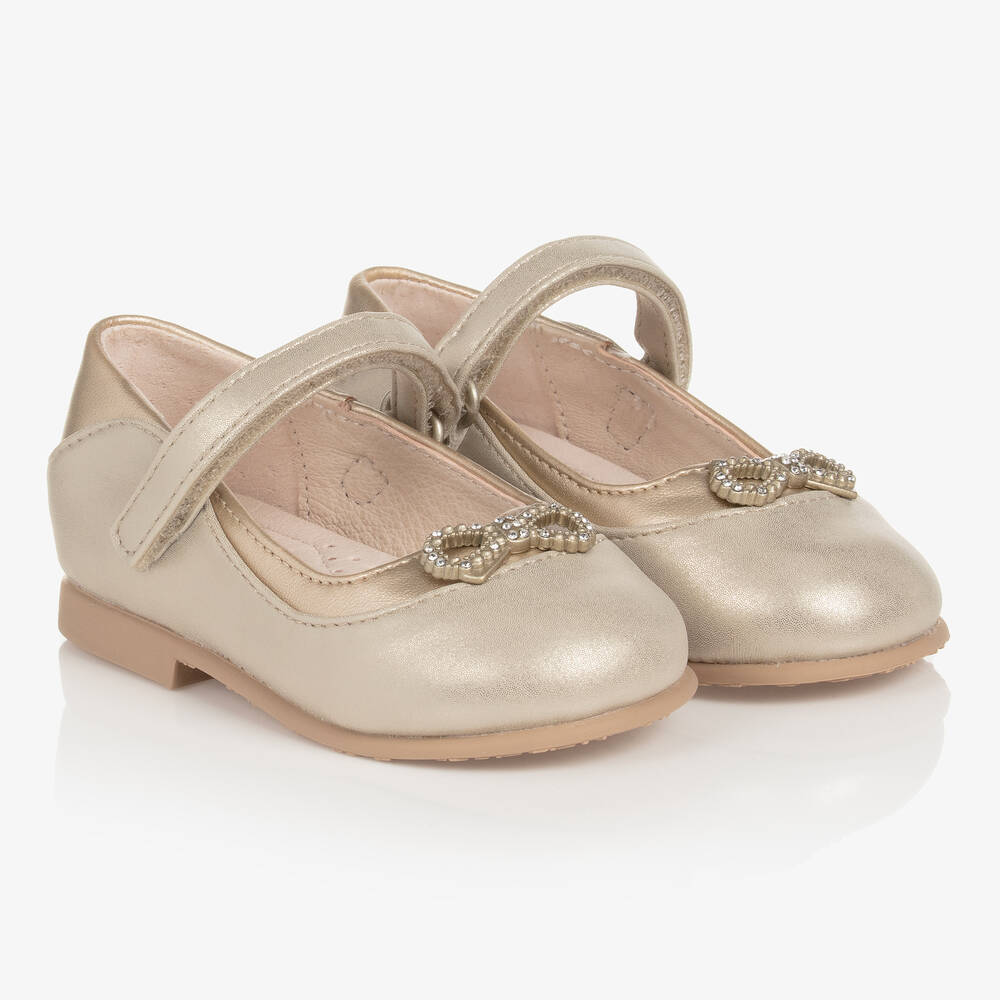 Mayoral - حذاء باليرينا جلد صناعي لون ذهبي متاليك | Childrensalon
