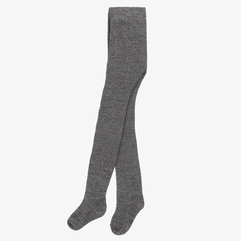 Mayoral-Girls Metallic Grey Knit Tights | Childrensalon Outlet