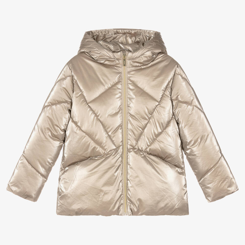 Mayoral-Girls Metallic Hooded Puffer Coat | Childrensalon Outlet