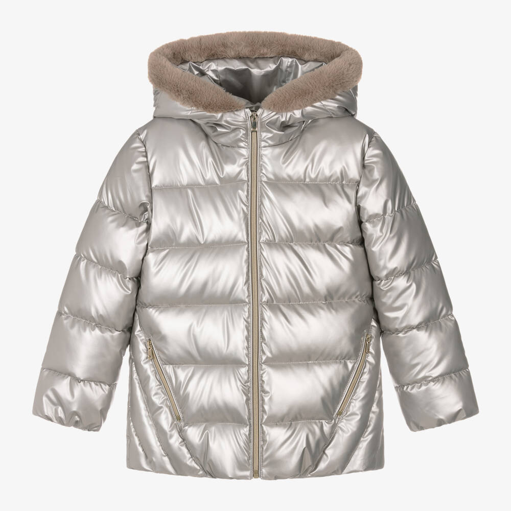 Mayoral-Girls Metallic Quilted Jacket | Childrensalon Outlet