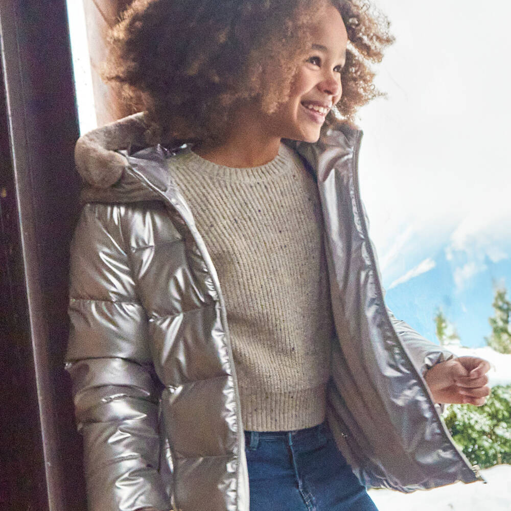 Mayoral-Girls Metallic Quilted Jacket | Childrensalon Outlet