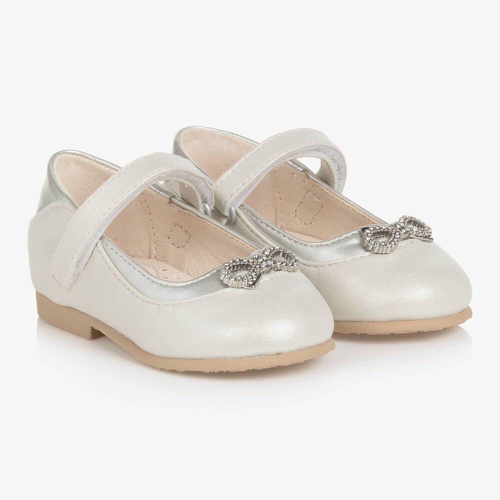 Mayoral - Girls Metallic Silver Ballerina Shoes | Childrensalon