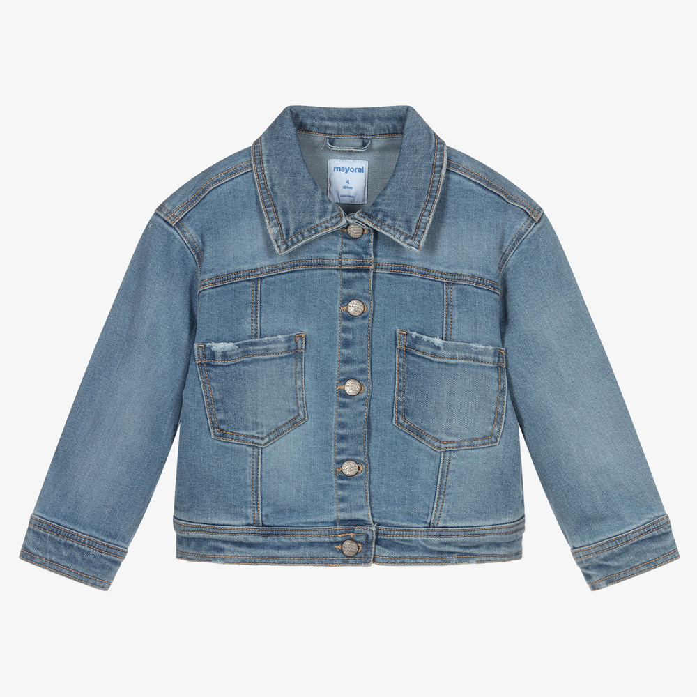 Mayoral - Голубая джинсовая куртка для девочек | Childrensalon