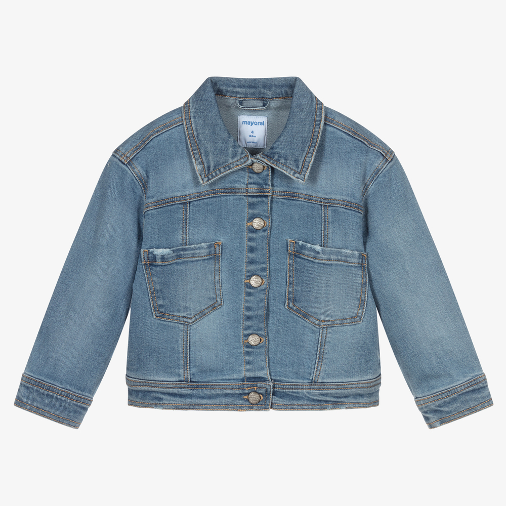 Mayoral-Girls Mid-Blue Denim Jacket | Childrensalon Outlet