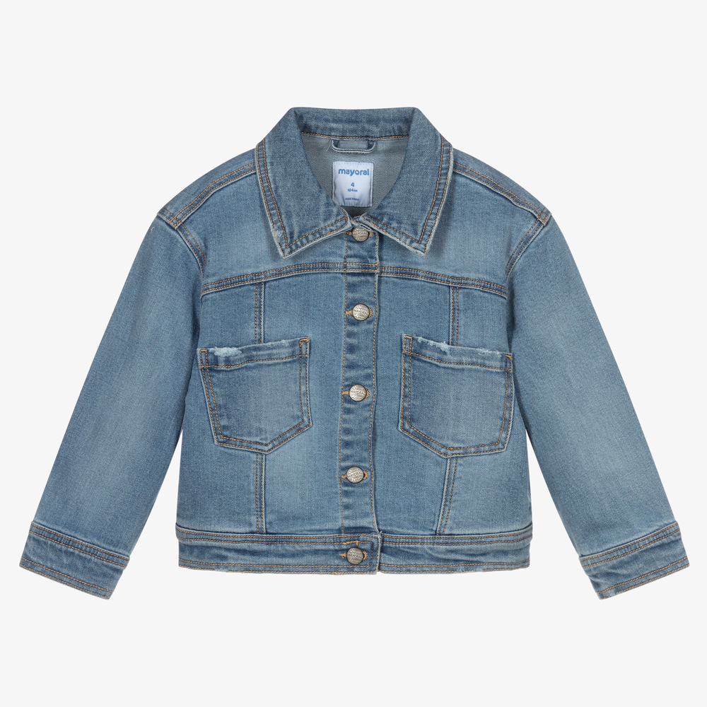 Mayoral - Girls Mid-Blue Denim Jacket | Childrensalon