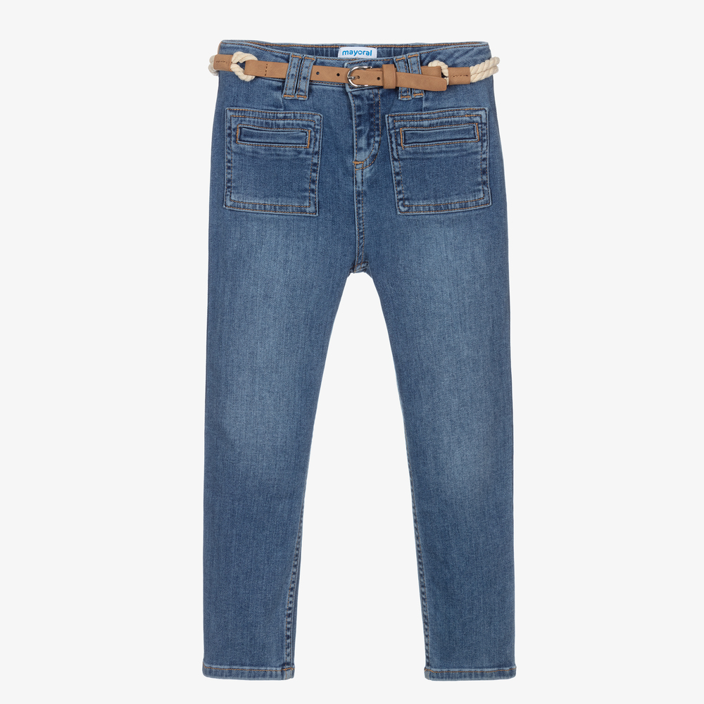 Mayoral - Girls Mid-Blue Denim Jeans | Childrensalon