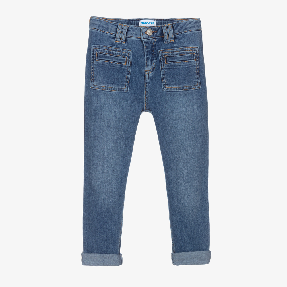 Mayoral-Girls Mid-Blue Denim Jeans | Childrensalon Outlet