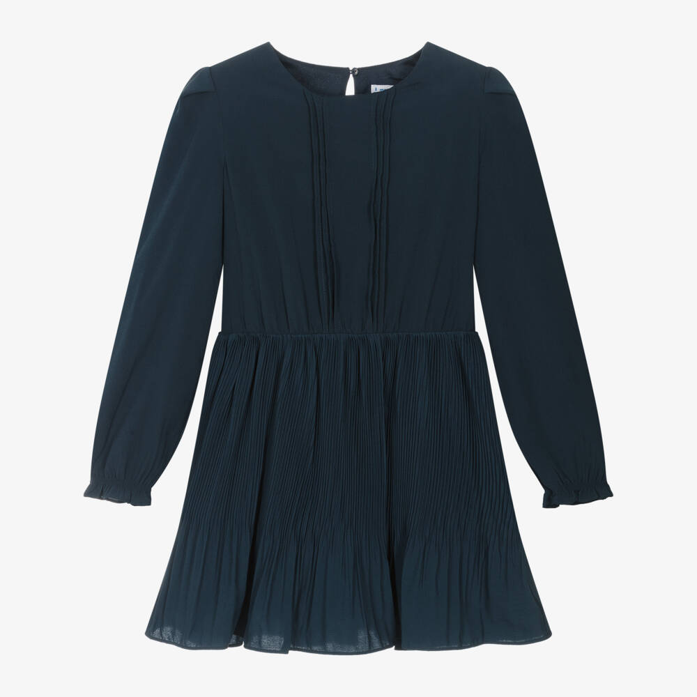 Mayoral-Girls Midnight Chiffon Pleated Dress | Childrensalon Outlet