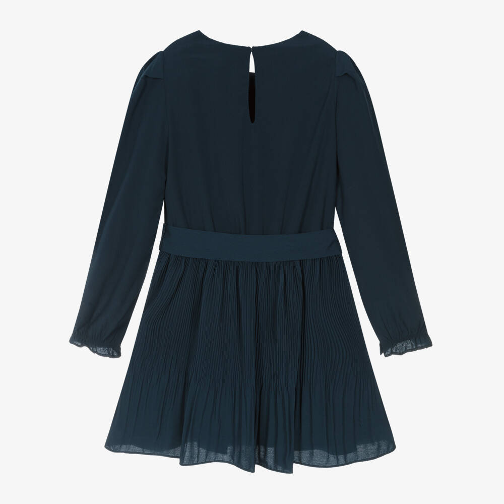 Mayoral-Girls Midnight Chiffon Pleated Dress | Childrensalon Outlet