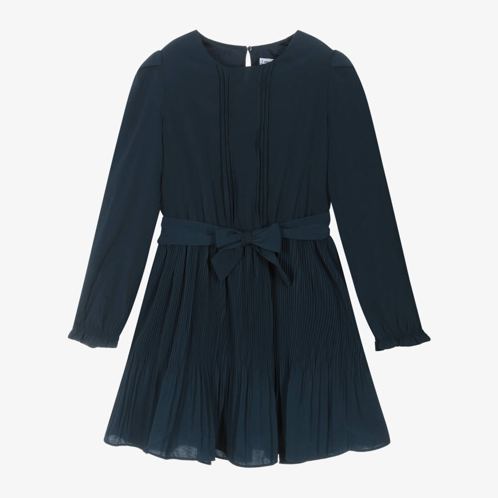 Mayoral-Girls Midnight Chiffon Pleated Dress | Childrensalon Outlet